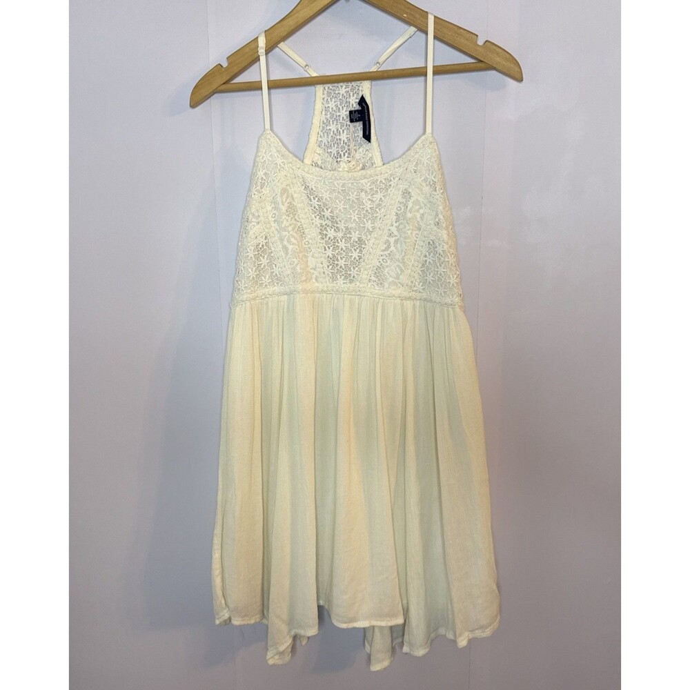 American Eagle Lace Babydoll Dress Womens 2 Cream Whimsical Beachy Boho Mini Y2K